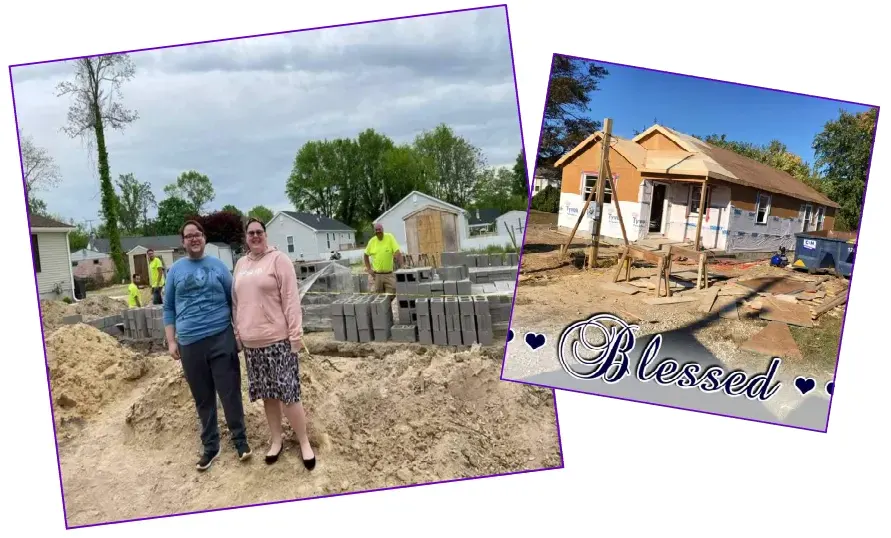 Jon and Tesa with house under construction